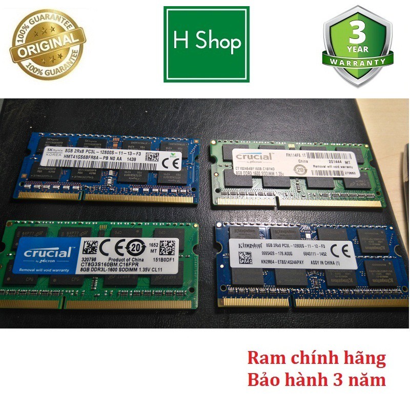 [Mã ELMS03 giảm 7% đơn 500K] Ram Laptop 8Gb PC3L bus 1600 tháo máy chính hãng, bảo hành 3 năm