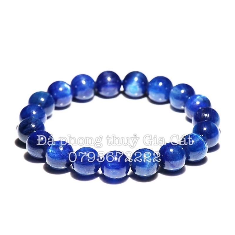 Vòng tay đá kyanite 5a đậm đẹp Đá phong thuỷ Gia Cát