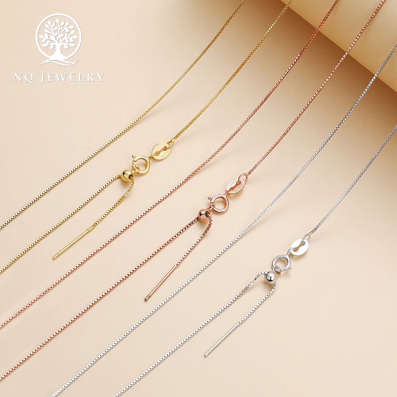 ✎Dây chuyền bạc dạng hộp (có thể xỏ qua hạt đá lỗ nhỏ) - Ngọc Quý