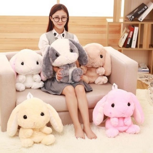 Balo thỏ bông gối ôm Cute 50cm 2 ngăn đựng (Hàng có sẵn)