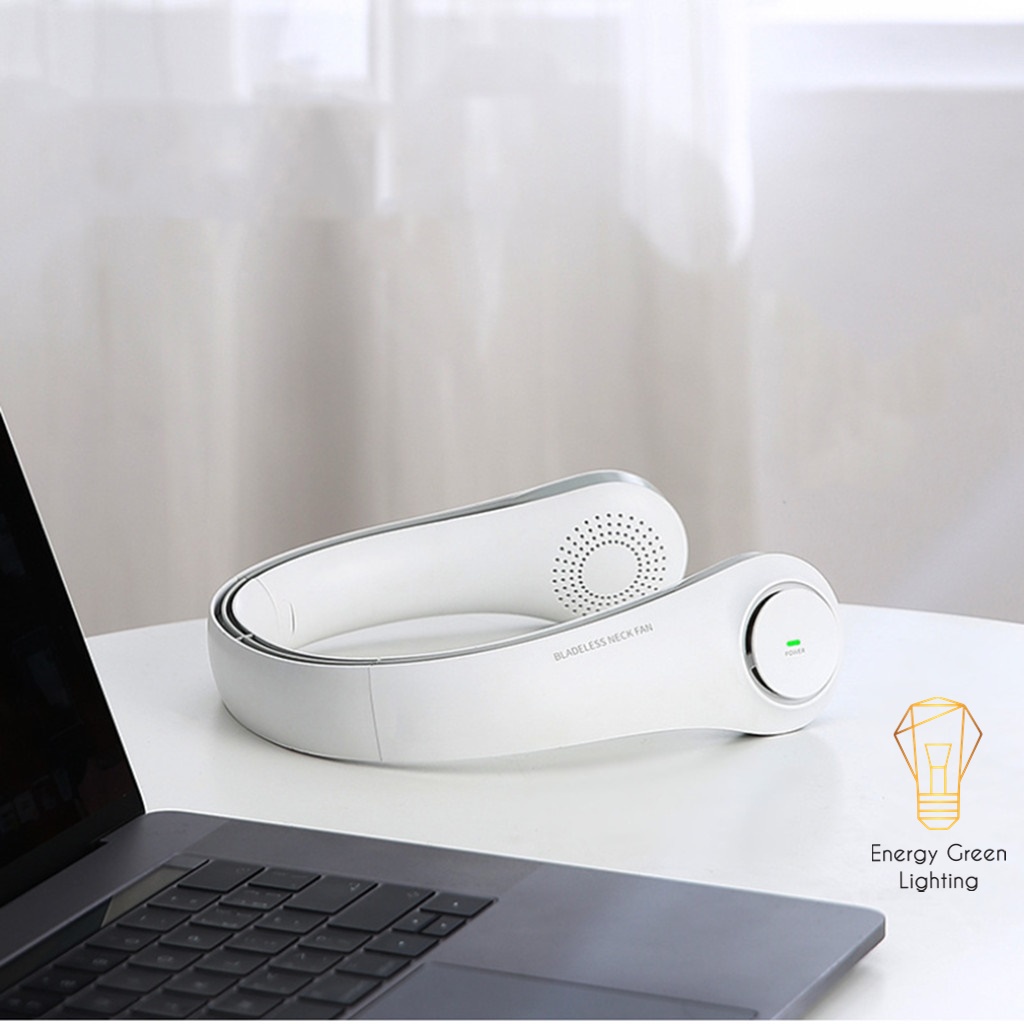 Quạt Đeo Cổ Energy Green Lighting Thời Trang Cao Cấp - Giả Tai Nghe F12 - Dây Sạc USB