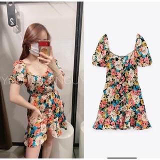 VÁY HOA CỔ V ĐUÔI CÁ
