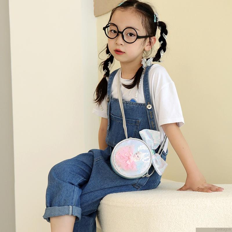 Túi đeo chéo hình công chúa Elsa đính kim sa có dây đeo điều chỉnh được dành cho bé gái