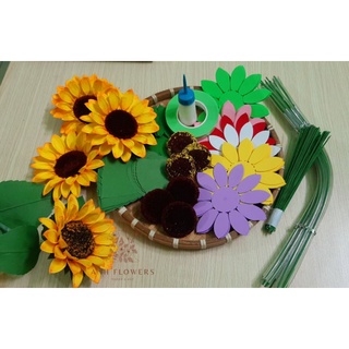 Set nguyên liệu làm hoa hướng dương bằng giấy mỹ thuật (đọc kỹ mô tả)