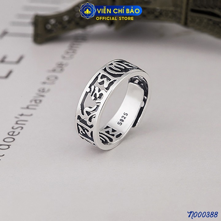 Nhẫn bạc nữ Lục tự thần chú Om mani padme hum bạc Thái 925 thời trang phụ kiện trang sức nữ Viễn Chí Bảo N000388