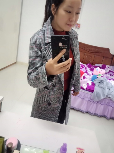 Áo dạ dáng dài sọc caro hàng nhập khẩu quảng châu