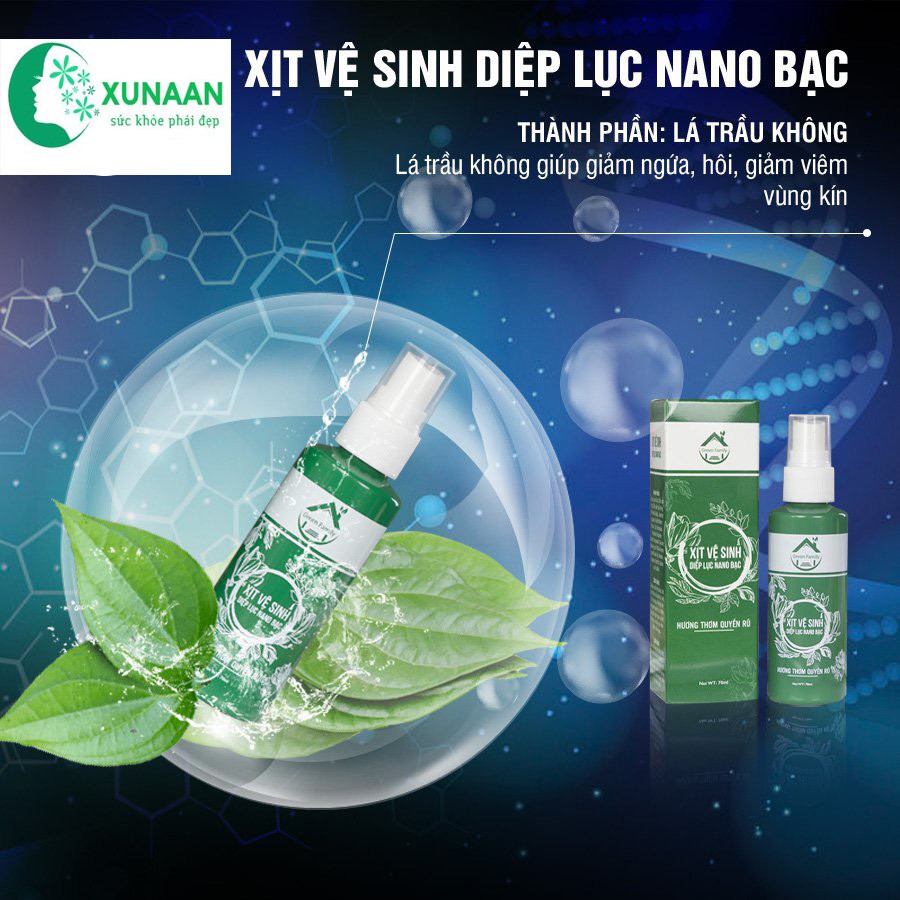 Dung Dịch Vệ Sinh Nữ Xịt Diệp Lục Na no Bạc Khử Mùi Giảm Khô Rát Ngứa Ngáy Ngừa Nấm Thơm Cô Bé-70ml/chai