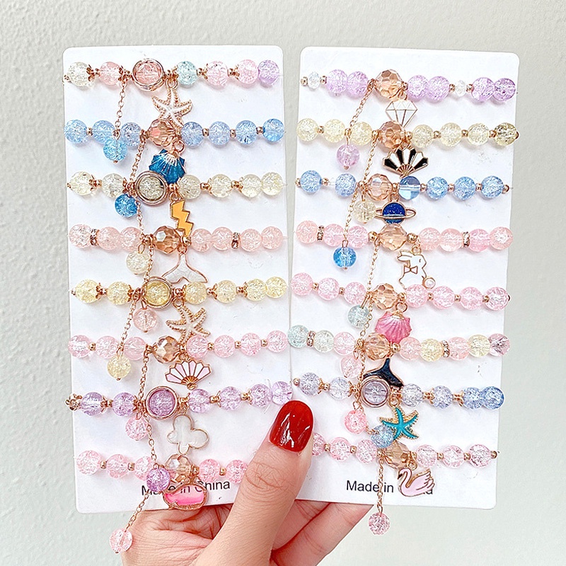 1 Vòng Đeo Tay Pha Lê Tự Nhiên Màu Sắc Ngọt Ngào Phong Cách Bohemian Thời Trang Cho Bé Gái