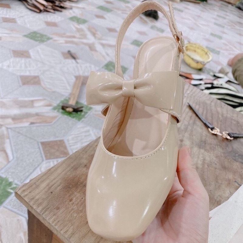 Sandal nữ quai hậu free ship thắt nơ tiểu thư cực xinh GNU175