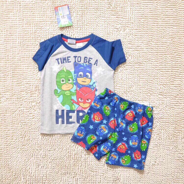Bộ bé trai cộc tay siêu nhân Pj mask
