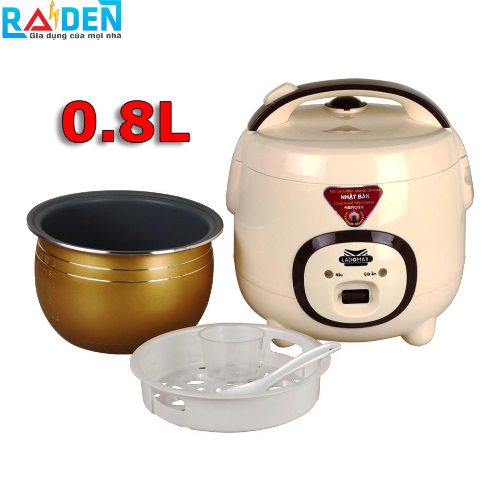 [Chính hãng] Nồi cơm điện mini 0.8L Ladomax HA-7608 lòng niêu chống dính nấu cơm chín đều, có xửng hấp