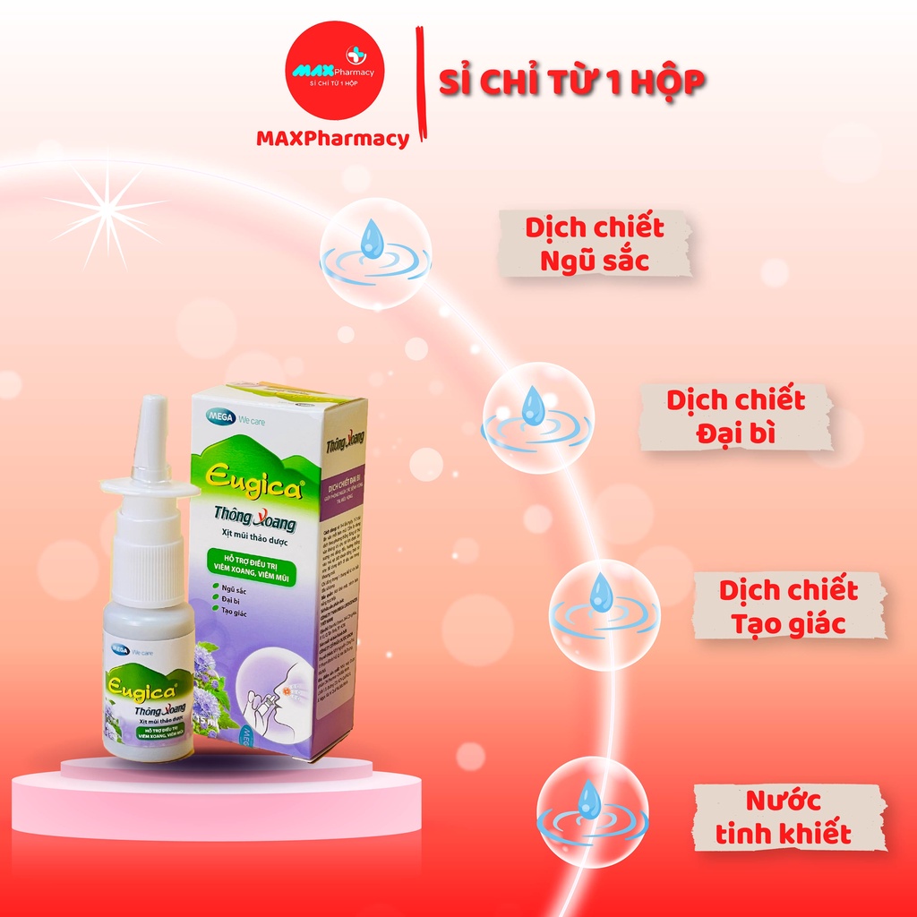 COMBO Xịt thông xoang Eugica thảo dược Hỗ trợ giảm nghẹt và chảy mũi Chai 10ml - Maxpharmacy