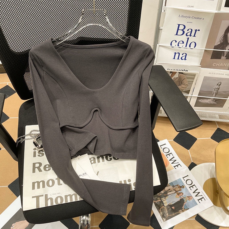 Áo Thun Ngắn Tay Dài Cổ Chữ v Thời Trang Mùa Thu Hàng Mới Dành Cho Bạn Nữ