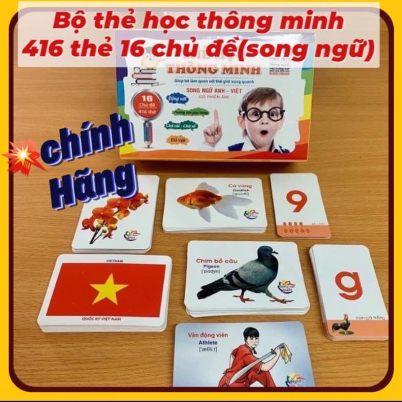 Bộ thẻ học thông minh 16 chủ đề 416 thẻ tiếng anh tiếng việt cho bé