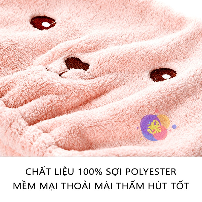 Khăn Ủ Tóc Nhanh Khô Quấn Tóc Trùm Đầu Chất Liệu Vải Siêu Thấm Giúp Tóc Mau Khô