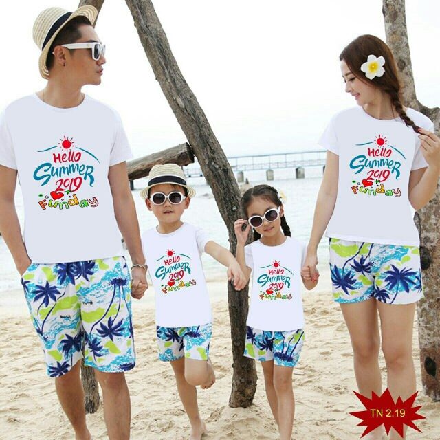 sét đi biển GIA ĐÌNH LÀ SỐ 1- bộ đi biển nam nữ teambuding 3/4/5 người chất cotton mịn mát giá sĩ [giá 1 bộ]
