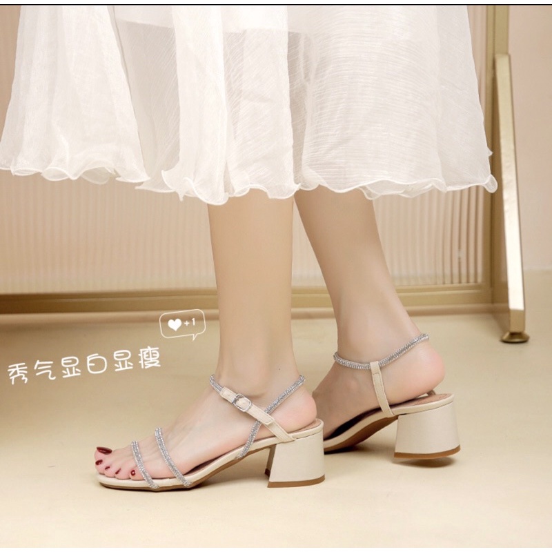 giày cao gót 5cm dây đính đá