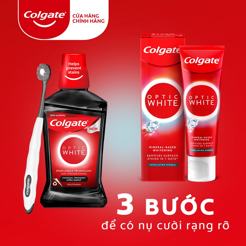 Hộp 2 Kem Đánh Răng Colgate Optic White cho răng sáng bóng từ tinh thể khoáng trắng 100g