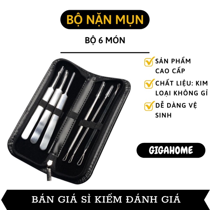 Dụng Cụ Nặn Mụn GIGAHOME Bộ Nặn Mụn 6 Món Tiện Lợi Chuyên Nghiệp Đảm Bảo Vệ Sinh, An Toàn 7522