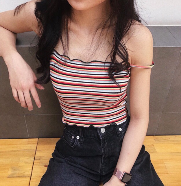 Áo dây gân croptop