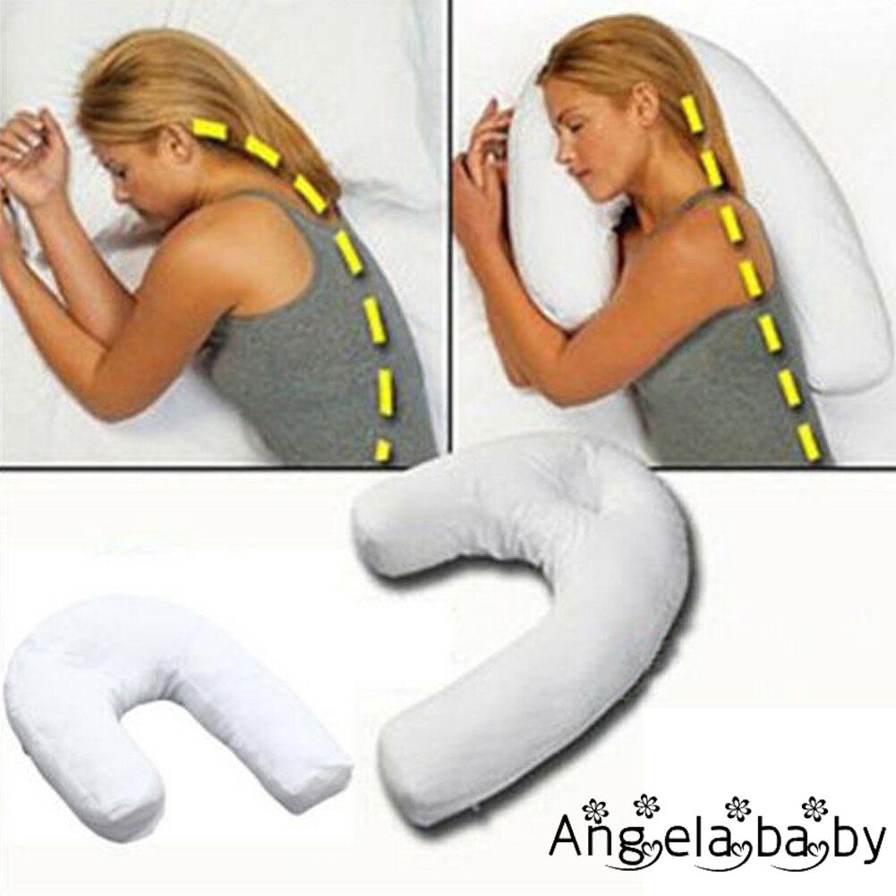 ⓗღ✯U Shape Side Sleeper Pro Pillow  Waist Support Cervical Spondylosis Relief Cushion with Ear Hole