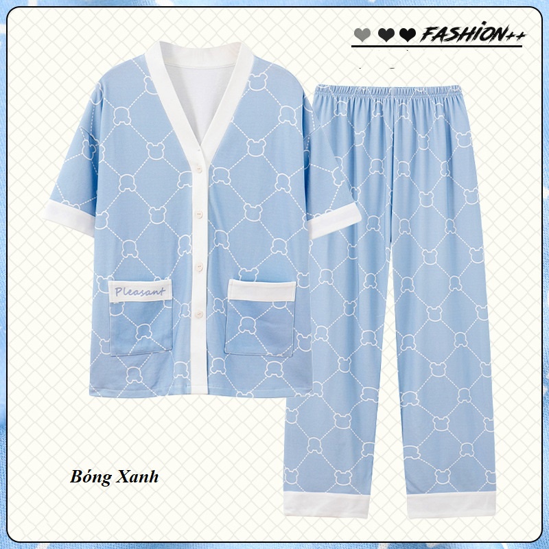 Bộ đồ ngủ nữ, đồ ngủ nữ cadigan mùa hè phong cách nhật BN03