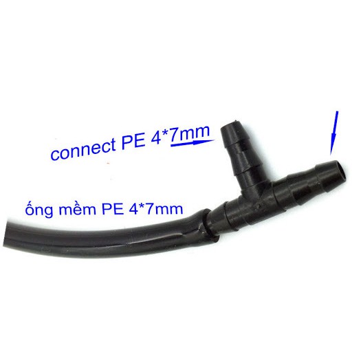 20 Tê chia cho ống Φ4/7 6 mm TE47, T chia 3 cho ống PE, LDPE, HDPE, PVC 4/7