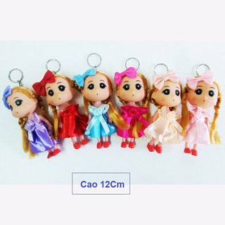 Túi 12 đồ chơi búp bê Chibi chân ngắn đầm ngắn 12Cm, búp bê chibi móc khóa