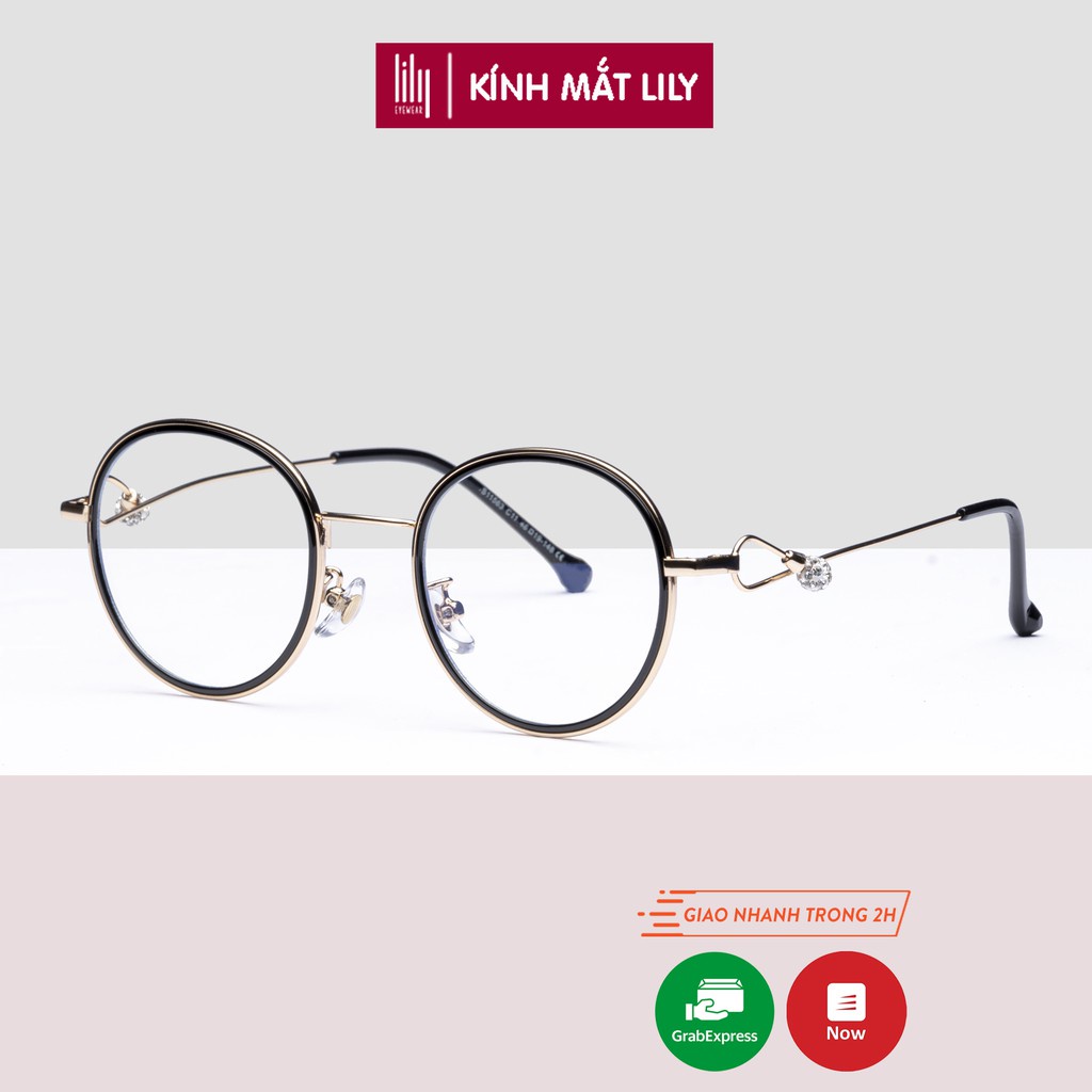 Kính thời trang nữ Lilyeyewear mắt tròn kim loại thanh mảnh nhẹ nhàng thiết kế mới lạ - 11563