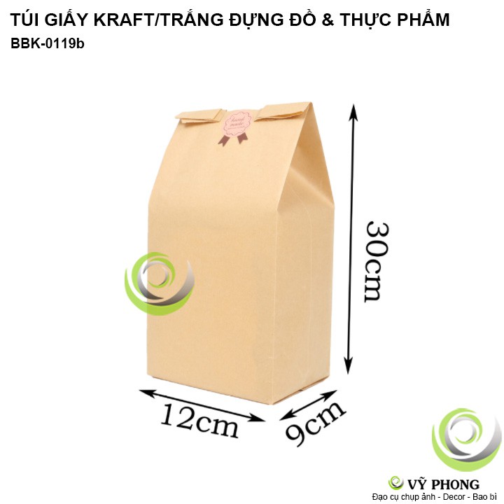 SET 10 TÚI GIẤY KRAFT ĐỰNG BÁNH MÌ SANDWICH THỰC PHẨM  BÁNH TRÁI MẶT TRƯỚC TRONG SUỐT ĐỰNG QUÀ THỨC ĂN BBK-0119