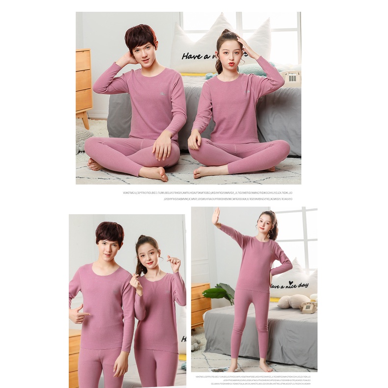 Bộ Đồ Lót Dài Tay Hai Mặt Không Đường May Giữ Nhiệt 100-180CM Thời Trang Mùa Thu Cho Học Sinh