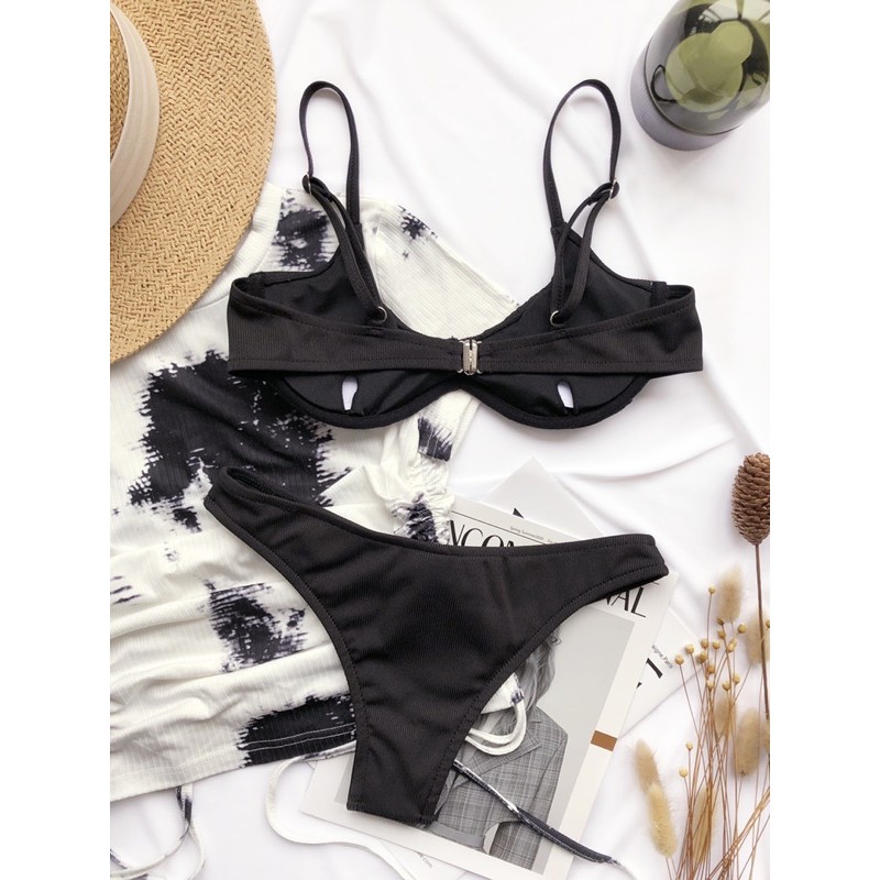 [BKN919] <ÂU> SET BIKINI VẢI TĂM ĐEN/HỒNG/XANH (CÓ GỌNG) | BigBuy360 - bigbuy360.vn