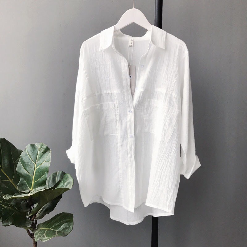 ÁO SƠ MI LỆCH TÀ SIÊU MÁT（kèm hình shop tự chụp)