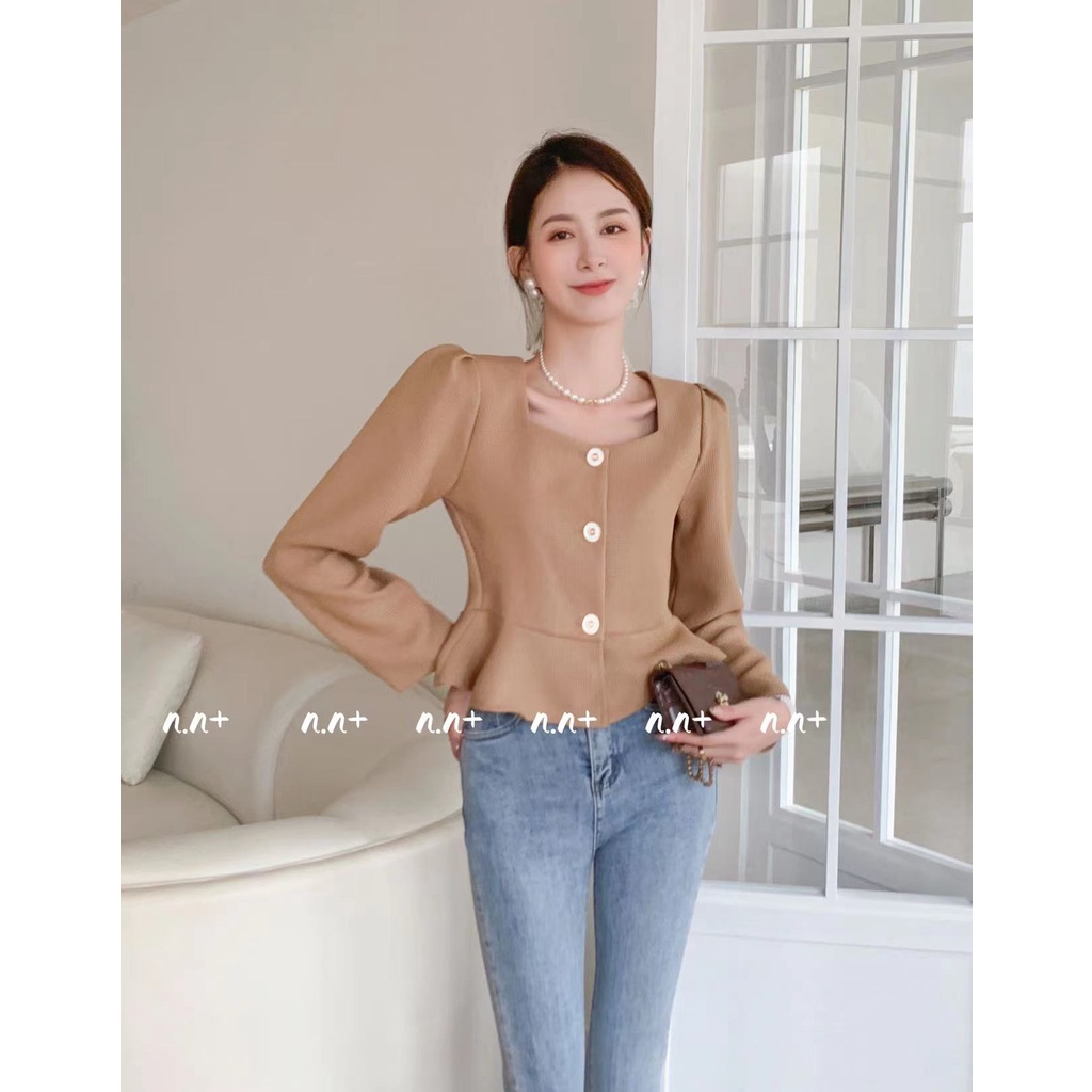 SUXI Áo Sơ Mi Tay Dài Cổ Vuông Màu Sắc Thanh Lịch Dành Cho Nữ