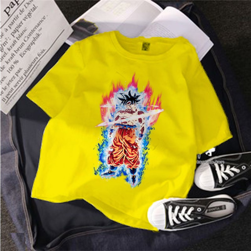 Áo thun Unisex Cotton Siêu Goku lửa băng