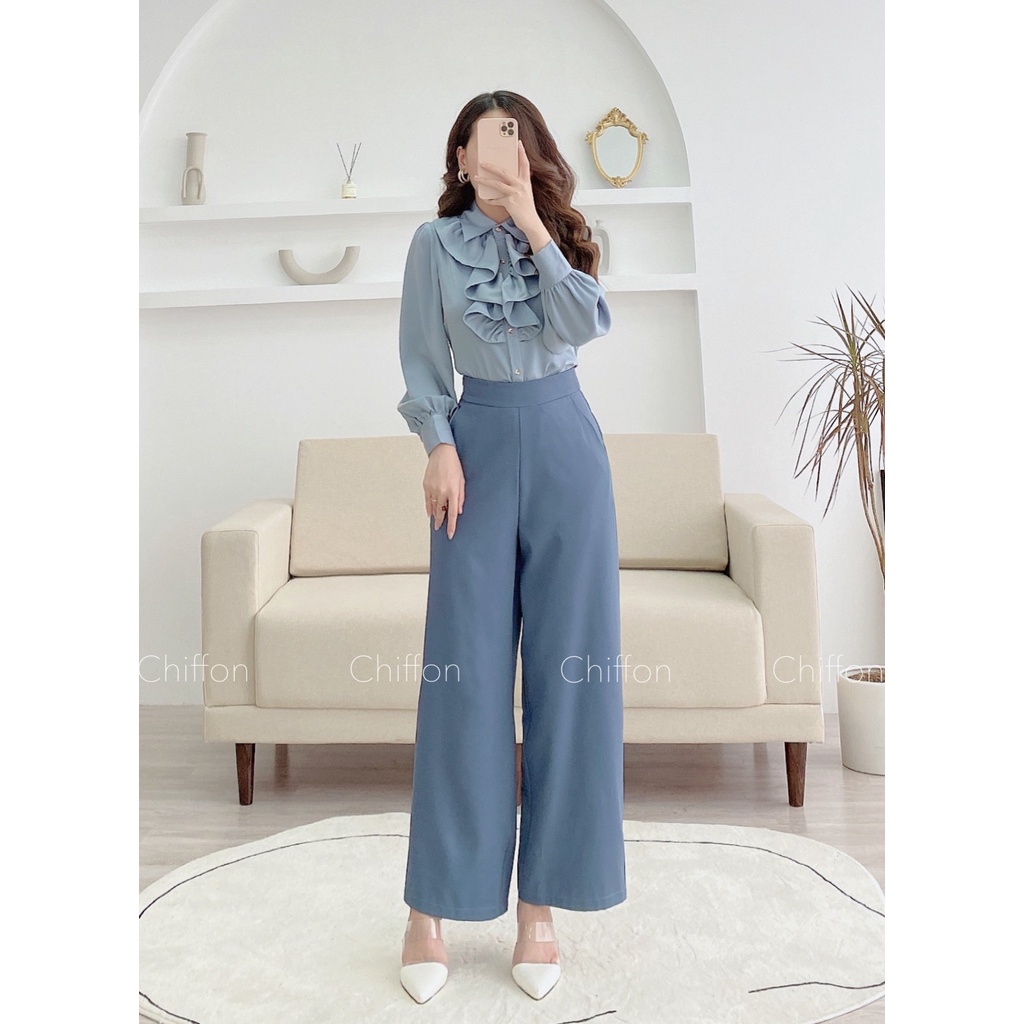 Quần suông ống rộng công sở Chiffon Q176