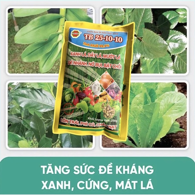 Phân Bón Lá TB 25-10-10 Thiên Bình - Sản Phẩm Tinh Khiết 99,9% (gói 200g)