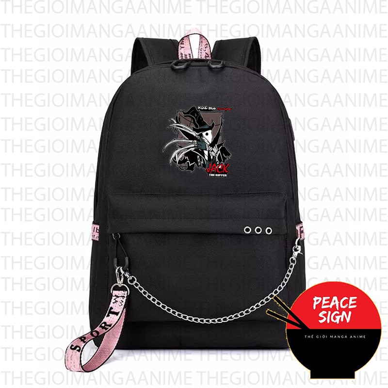 Balo thông minh ĐEN HỒNG in hình JACK game IDENTITY V anime chibi cặp sách đi học tiện lợi thời trang nam nữ
