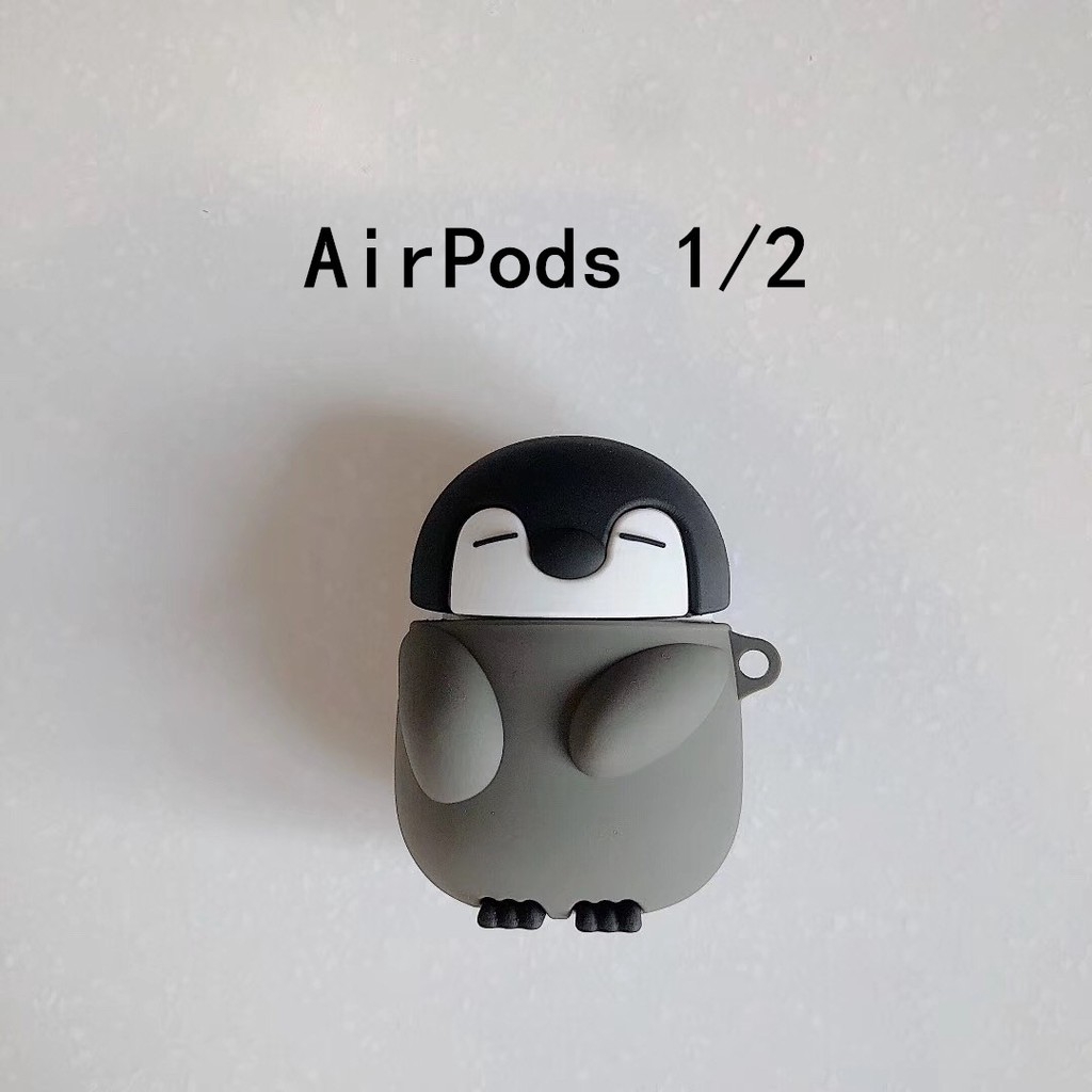 Hộp Đựng Bảo Vệ Tai Nghe Airpods Có Móc Khóa Hình Chim Cánh Cụt 3d