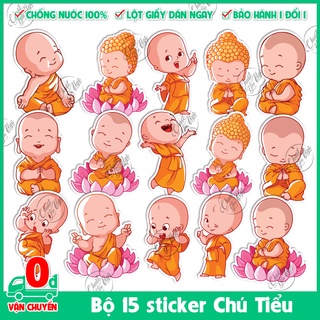 Bộ sticker 15 CHÚ TIỂU dễ thương hình dán trang trí điện thoại laptop nón bảo hiểm chất liệu chống thấm nước