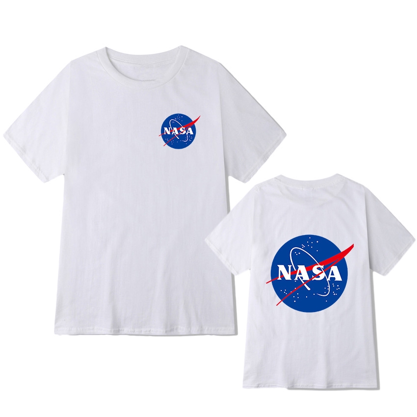 Áo thun cotton logo NASA tay ngắn phong cách retro cho nam
