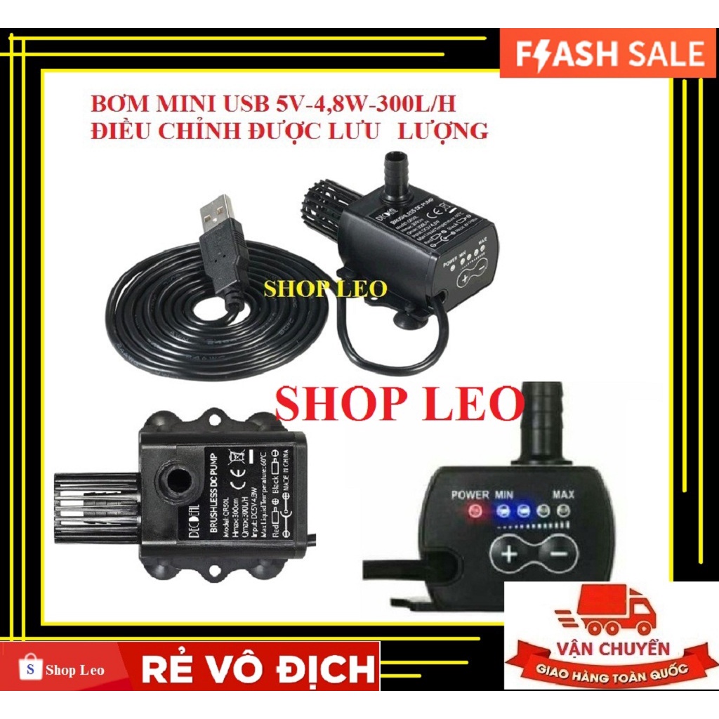 Bơm mini 5v/12v điều chỉnh 4 cấp độ  - Máy bơm chế lọc nano - phụ kiện thủy sinh-shopleo