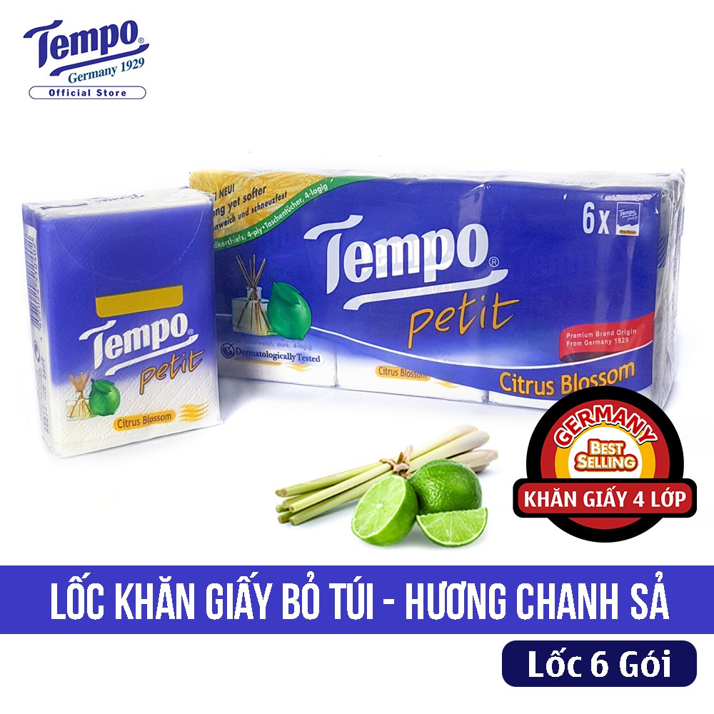 Lốc 6 Gói Khăn Giấy Bỏ Túi Hương Chanh Sả - 7 Tờ/Gói