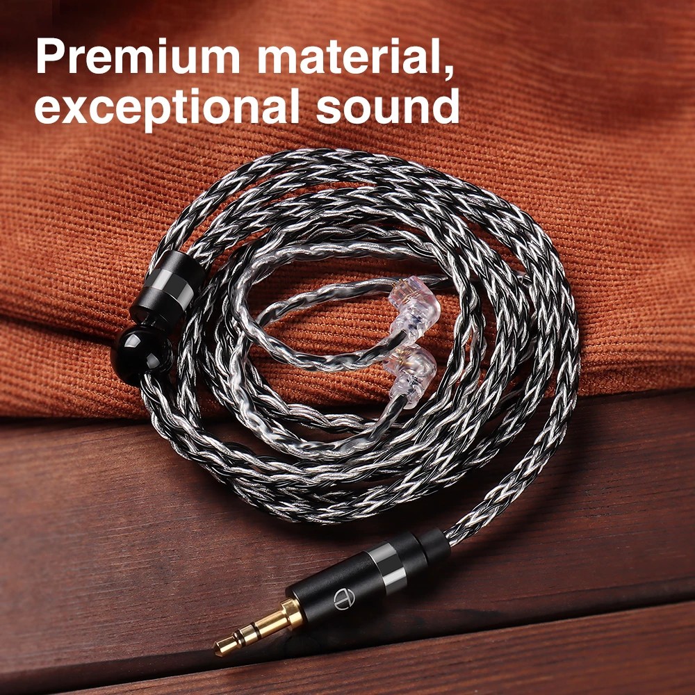 Dây cáp tai nghe KZ TRN mạ bạc T6 16 lõi đồng 2PIN cho Kz Zsx Zax Trn Vx V90S Cca C12