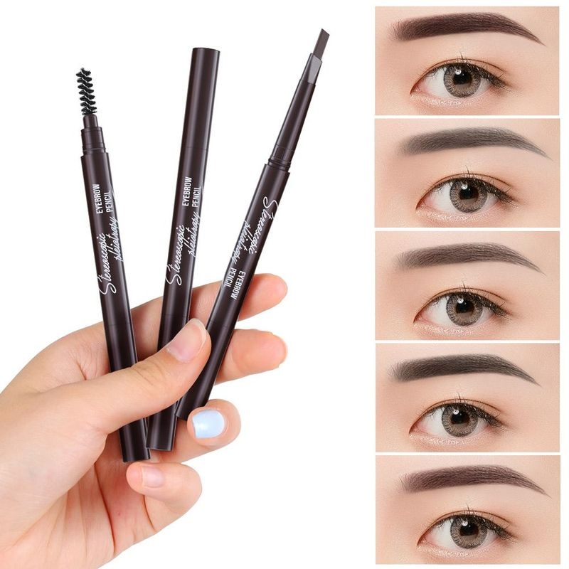 Bút kẻ mắt Myonly hai đầu siêu mảnh kháng nước tạo hiệu ứng 3D màu nâu/đen tự nhiên lâu trôi
