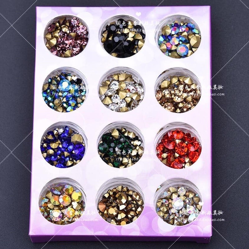 Set đá chân nhọn làm hoa mix size mix màu nha