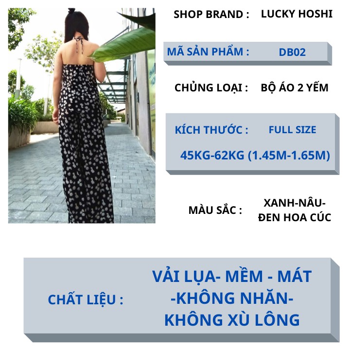 Bộ quần áo ngủ 2 DÂY YẾM vải lụa quần ống rộng đồ mặc nhà đẹp thời trang Hàn Quốc DB02