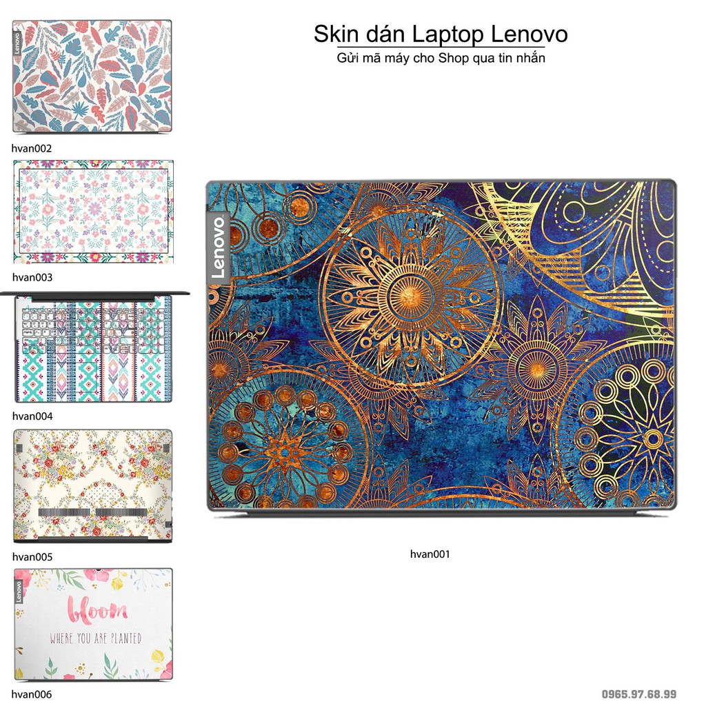 Skin dán Laptop Lenovo in hình Hoa văn (inbox mã máy cho Shop)