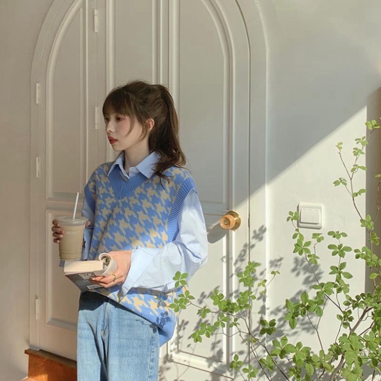 Áo Gile Len, Áo Len Nữ Hàn Quốc Hàng Dệt Kim Kiểu Dáng Đơn Giản Dễ Thương | BigBuy360 - bigbuy360.vn