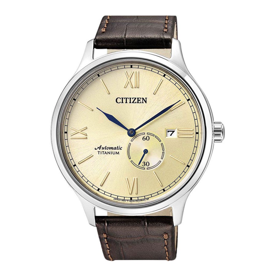 Đồng Hồ Citizen Nam Dây Da Máy Cơ-Automatic NJ0090-13P - Mặt Vàng (42mm)